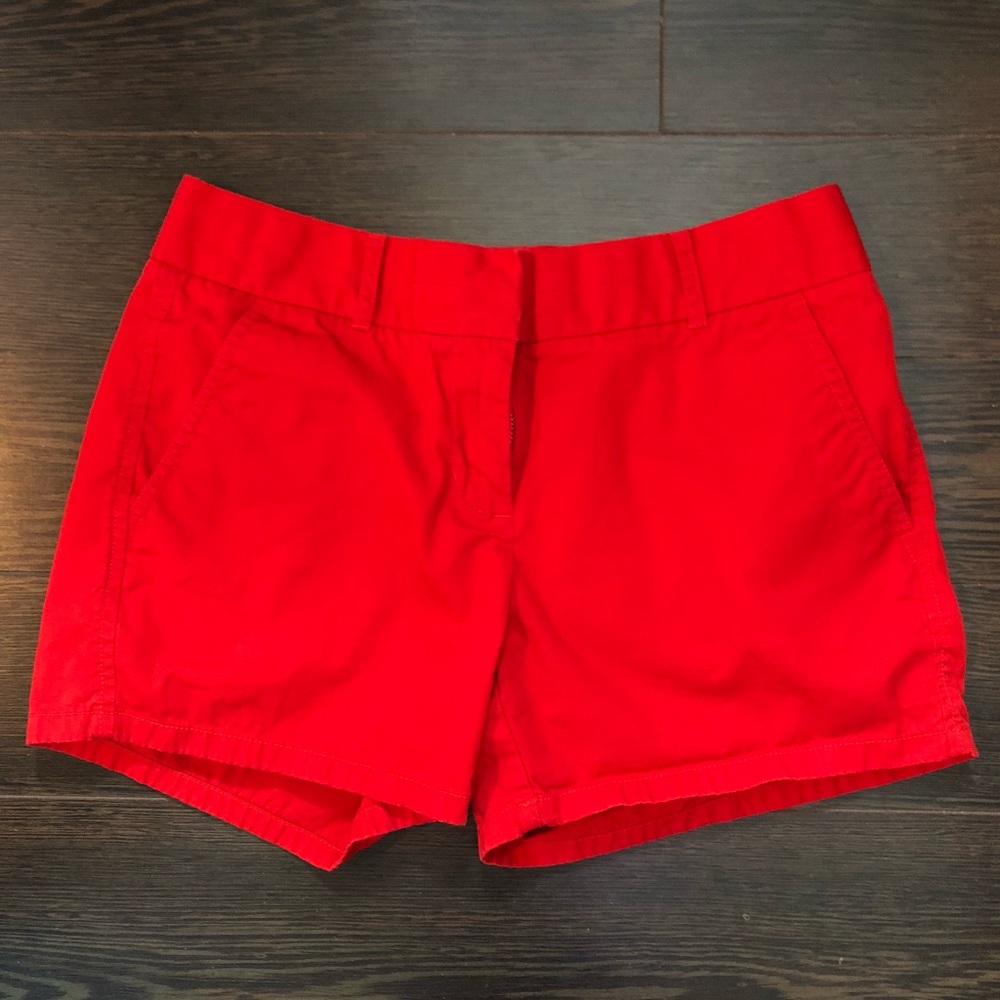 J. Crew red Chino shorts size 0 4" inseam